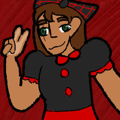 My character Dae doing a peace sign